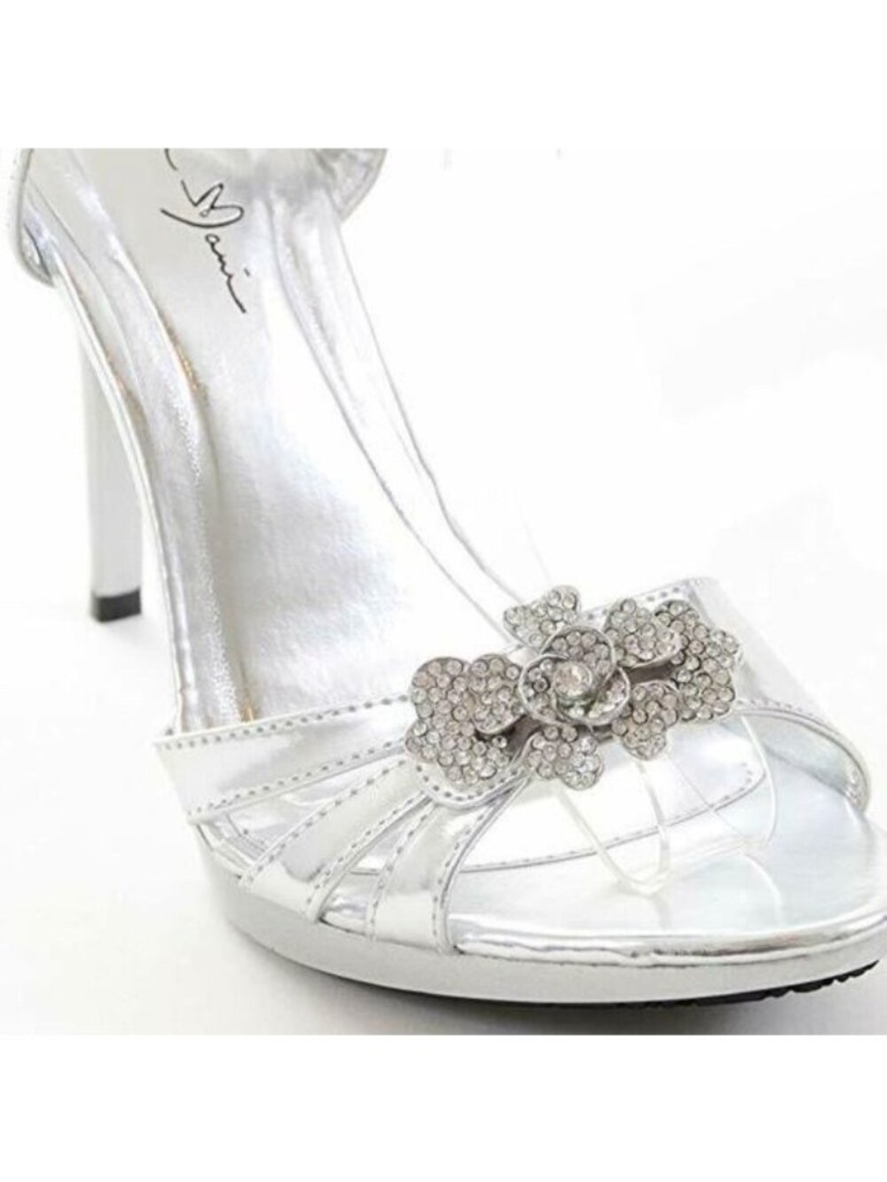 NEW Jeweled Rhinestone Silver Wedding Formal Bridal Sandals‎ Heels Size 6.5